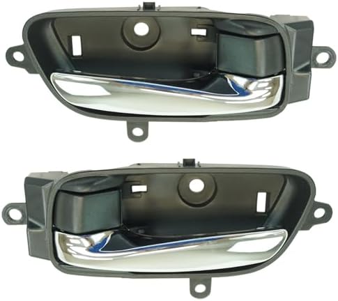 TRQ Inside Interior Door Handle Black & Chrome Left Right Pair