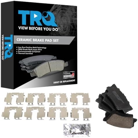 TRQ Rear Ceramic Brake Pad Set Includes Contact Point Grease Hardware
