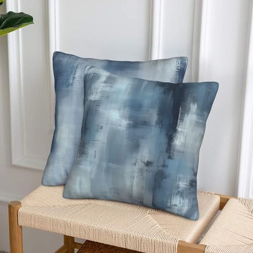 Blue Abstract Throw Pillow Covers 18x18 inch Set of 2 Pillow Case Cushion Cover for Home Sofa Couch Living Room Car Decor - Image 4