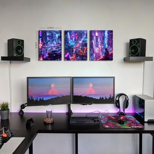 Tokyo City Anime Wall Art for Boys Bedroom Cyberpunk Decor Futuristic Street Pop Art Canvas Prints Neutral Pictures Neon Night Cityscape Paintings Men Playroom Modern Artwork Home Decoration 12x16" 3P - Image 5