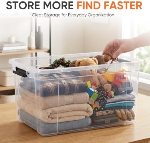 Superio 49 Quart Clear Plastic Storage Boxes with Lids, Stackable Organizer Containers, BPA-Free Storage Bins for Home, Office, School & Dorm, 18 Pack - Image 2