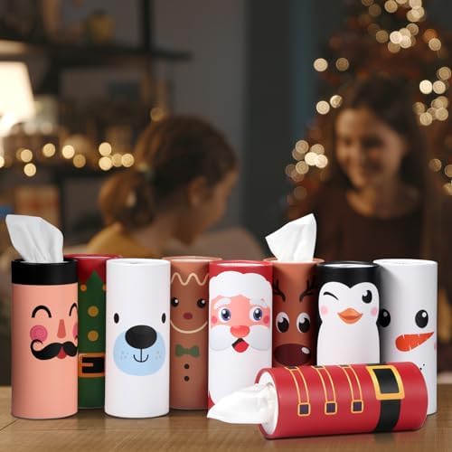 Hushee 10 Pcs Christmas Car Tissue Cylinders with 500 Facial Tissues(Santa) - Image 5