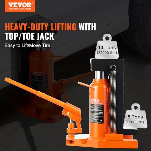 VEVOR Hydraulic Toe Jack, 5 Ton On Toe Toe Jack Lift, 10 Ton On Top Lift Capacity Machine Jack, 0.8-6.8 in Toe Height, 11.3-17.3 in Top Height, Air Hydraulic Claw Jack for Machinery, Industry - Image 4