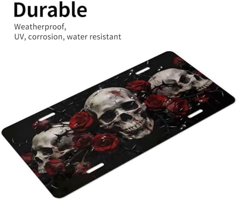 Gothic Skulls Front License Plate Aluminum Decorative License Plates