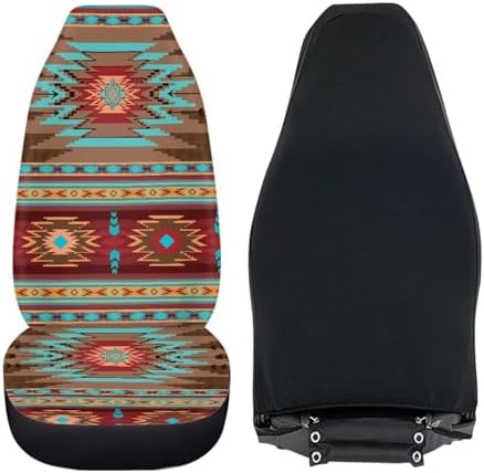 Navajo Red Car Seat Cover Front Seats Only,Aztec Seat Cover for Full Back and Seat Soft Saddle Blanket Cushion Cover Universal Fit for SUV Truck Sedan