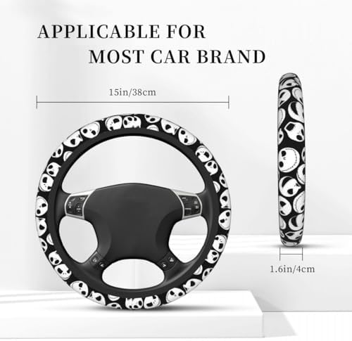 Halloween Jack and Sally Horror Nightmare Christmas Steering Wheel Cover for Women, Neoprene Anti-Slip Universal 15 inch Car Steering Wheel, Anime Car Accessories for Vehicle SUV (Xmas 4)