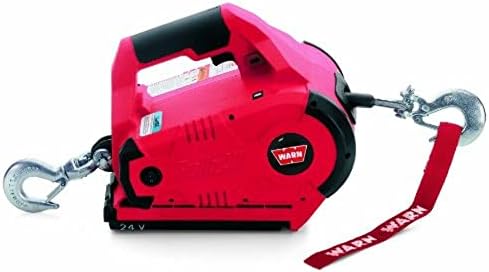 WARN 885030 PullzAll Cordless 24V DC Portable Electric Winch with Steel Cable and 1 Rechargeable Battery Pack: 1/2 Ton (1,000 lb) Lifting/Pulling Capacity, Red - Image 2