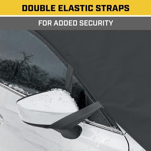 Cat® Windshield Snow Cover, Toughest Car Frost Protector for Ice & Sleet, Weatherproof for Winter, Includes Anti-Theft Straps, Freeze Protector for Auto Car Truck Van SUV, Wide Size 78"x45" inch,Black