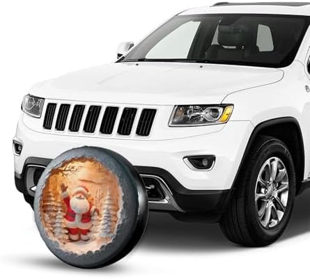 Christmas Santa Claus Spare Tire Cover Wheel Protectors Weatherproof Sun Protection Covers Universal for SUV Jeep Travel Trailer 15"