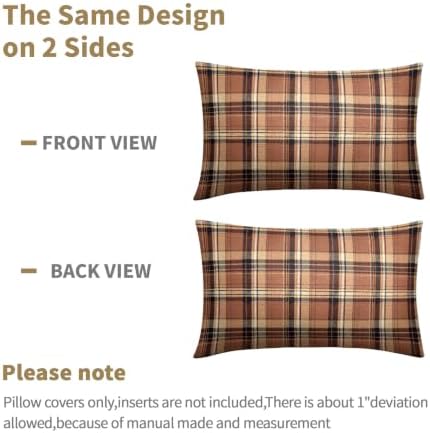 Christmas Plaid Pillow Covers 12x20 Set of 2 Burnt Orange Highly Absorbent - Image 6