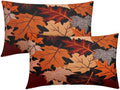 Fall Leaf Pillow Covers 12x20 Set of 2 Black Orange Maple Leaves by Unknown