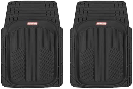 Motor Trend FlexTough Plus-2 Piece Front Car Floor Mats- Black Contour Liners-Deep Dish Heavy Duty Rubber Floor Mats for Car SUV Truck & Van-All Weather Protection, Universal Trim to Fit