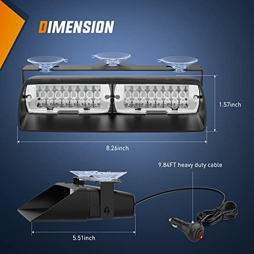 Nilight White Emergency Strobe Lights Windshield Hazard Warning Safety Flash with Suction Cups Super Bright LED Light for Police Enforcement Firefighters Vehicle Truck