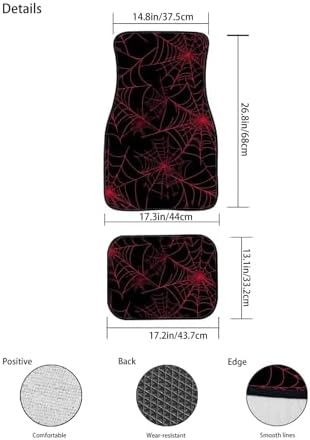 GLENLCWE Red Spider Web Car Floor Mats 4 Packs Non-Slip Auto Interior Foot Mats Spiders Web Auto Floor Mat Universal Fit SUV Truck Sedan