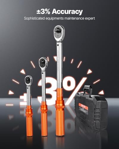 VEVOR 1/4 3/8 1/2 Inch Drive Torque Wrench, 3Pcs Click Torque Wrench Set 20-240IN-LB, 5-45FT-LB, 10-170FT-LB, Dual-Direction Adjustable 72 Tooth for Bicycle, Moto and Car Maintenance - Image 3