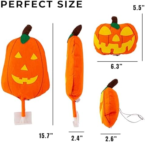 Zento Deals Orange and Yellow Pumpkin 19" with LED Lights Halloween Car Decorating Kit - Universal Size Antenna Toppers Decoration for Halloween - Cars, Trucks, Vans, SUVs Exterior Accessories