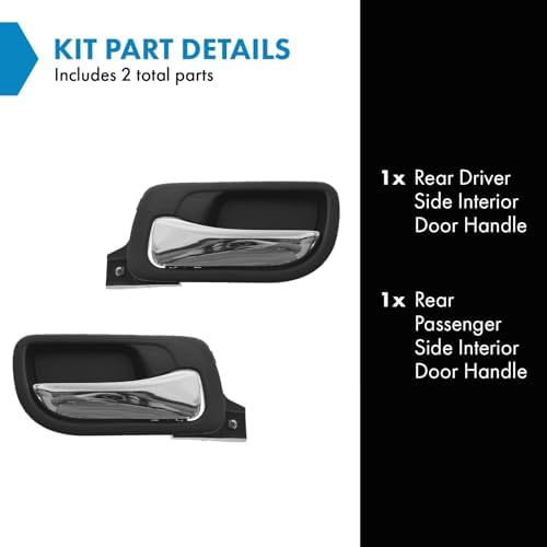 TRQ Rear Inside Black Door Handle Pair Set of 2