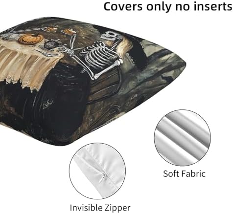 Vintage Skull Throw Pillow Covers 18x18 inch Set of 2 Pillow Case Cushion Cover for Home Sofa Couch Living Room Car Decor - Image 5