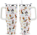 Easter Tumbler 40oz Bunny Ears Dog Cup Coffee Mugs Cute Puppy Chick Leak Proof Cups with Handle and Straw Stainless Steel Vacuum Insulated Water Bottle Easter Gifts Spring Decor (1PCS) by Unknown