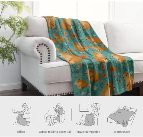 Jekeno Capybara Animals Throw Blanket Gifts for Women Man 80"x60" - Image 3