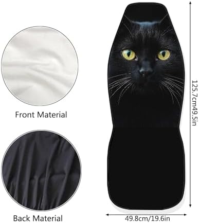BIGCARJOB Durable Washable Black Cat Car Seat Covers 2pc Front Seat Only Ultra-Soft Universal Auto Drive Seat Protector Cover