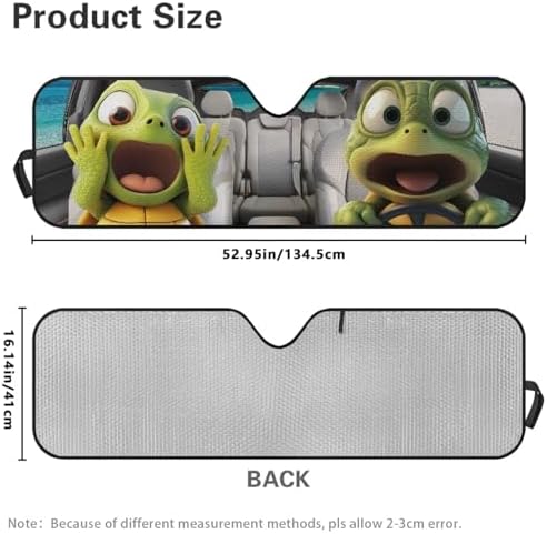 Renewold Car Sun Shade, Windshield Sunshade for Jeep Wrangler JK JKU JL JLU, Block Glare UV Heat Cover, Car Interior, Funny Sea Turtle Driving, Accessories Sun Visor Shield Fit for Jeep Gladiator JT