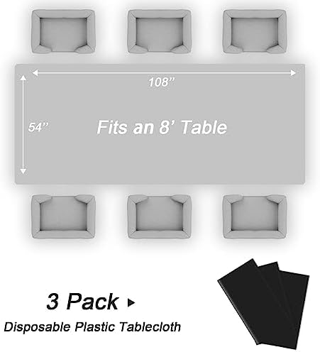 QIKSION 3 Pack Black Plastic Tablecloth, Black Table Cloth Disposable - Image 5