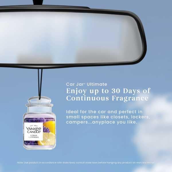 Yankee Candle Car Jar Ultimate Air Freshener, Hanging Car Freshener, Long Lasting Car Fragrance (Lemon Lavendar)