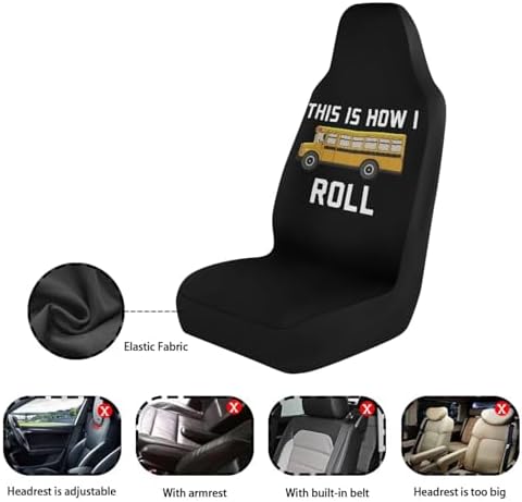 Car Seat Covers Set of 2 Breathable Universal Car Front Seat Protector Elastic Fabrics Cover Easy to Install Car Accessories for Most Cars Auto SUV Sedan Truck, This is How I Roll