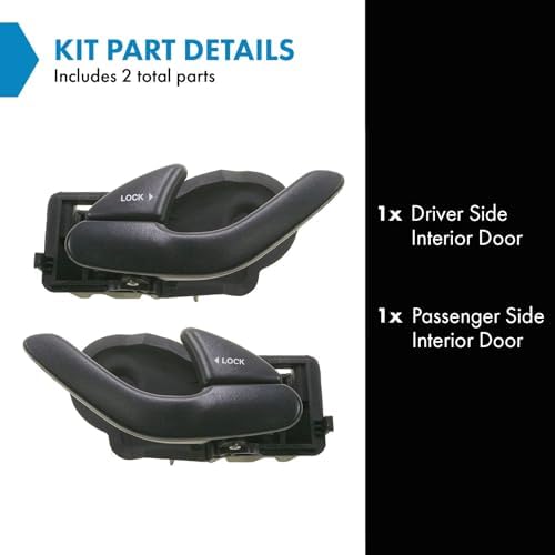 TRQ Black Interior Inside Door Handle Pair Set