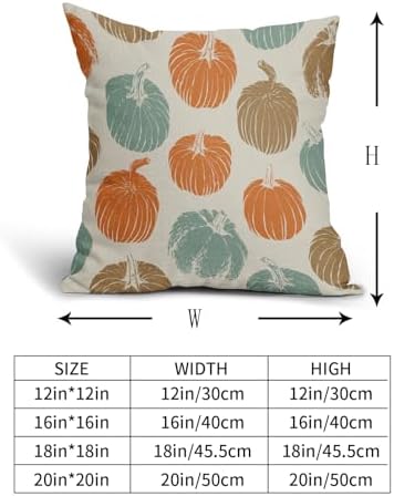 Brown Orange Light Blue Pumpkin Fall Pillow Covers 18x18 Set of 2 Autumn Harvest Print Thanksgiving Decorative Throw Pillows Outdoor Farmhouse Cushion Case Seasonal Decor for Couch Sofa Bed - Image 5