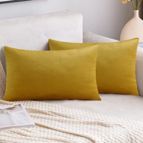 VAKADO 12x20 Christmas Gold Velvet Lumbar Decor Throw Pillow Covers Brown Golden Rectangle Decorative Cushion Cases Home for Couch Patio Sofa Bedroom Car Set of 2 - Image 5