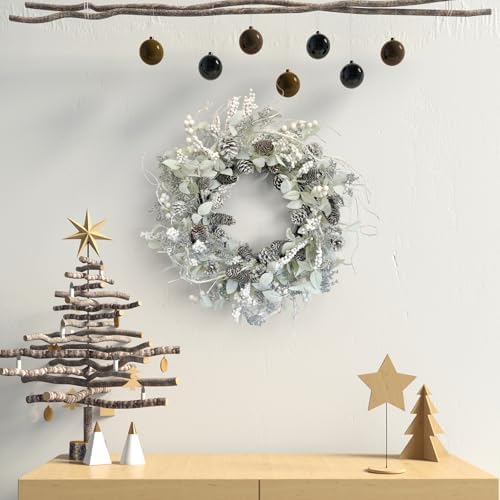 26 Inch Fall Wreath for Front Door with Frosted Pine Cones - Image 7