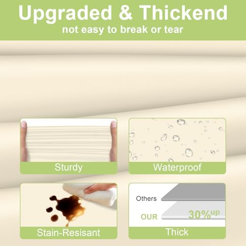 QIKSION 6 Pack Beige Plastic Tablecloth, Cream Table Cloth Disposable - Image 3