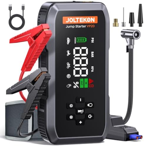 Car Battery Jump Starter with Air Compressor, 5000A Powerful Battery Jumper Starter Portable with 150PSI Auto-Pause Pump, 12V Jump Box for Car Battery with 10-Safety Protection(9L Gas/8L Diesel) by Unknown