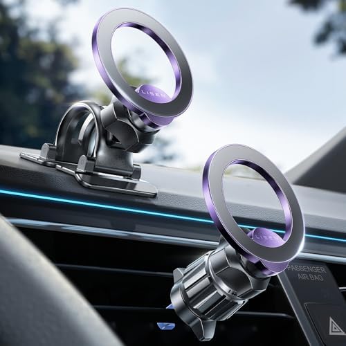 LISEN for iPhone 18 Pro Max Car Mount Holder Magnets Magnetic for MagSafe Car Mount Vent Dashboard Magnet Cell Phone Holder Mounts Car Accessories fit iPhone 18 Pro Max 17 16 15 14 13 12 Purple