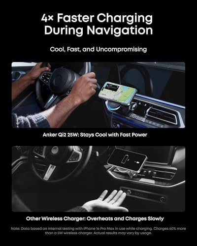 Anker Prime Qi2 25W MagSafe Compatible Wireless Car Charger Mount