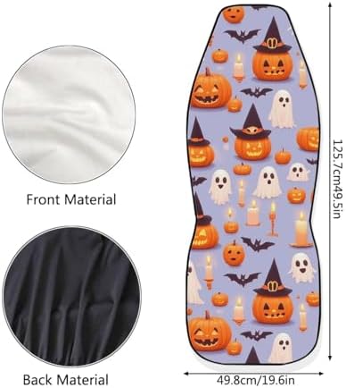 2 pcs/Set Car Seat Covers, Halloween Pumpkin Ghost Car Seat Covers Witch Hat Pumpkin Cartoon Halloween Decor Car Accessories Full Set for Trucks Sedan SUV