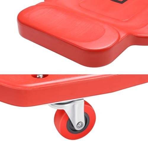 DNA Motoring 38 Inches Low Profile Plastic Rolling Garage Shop Floor Creeper with Side Pockets & 4pcs Casters, Red, TOOLS-00393 - Image 3