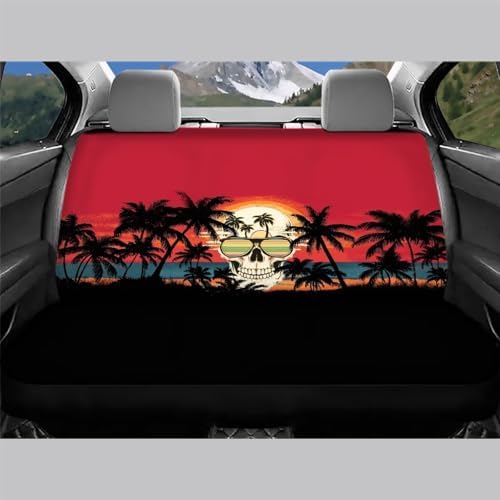 Sunset Skull Car Seat Covers Auto Rear Seats Cushion Cover,Washable Bucket Seat Cushion Protector Backseats Covers for Girls Women,Fit Most Cars,Sedan,SUV,Van