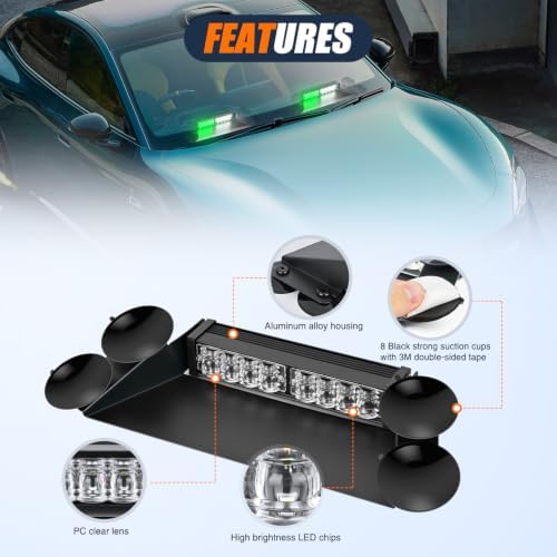 Nilight 16LED Green White Dash Strobe Light Cigarette Lighter Plug