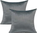 VAKADO Grey Gray Velvet Throw Pillow Covers Set Soft Solid Decorative Square Cushion Cases Cozy Pillowcases for Sofa Bedroom Couch Car 18 x 18 Inch Pack of 2 by VAKADO