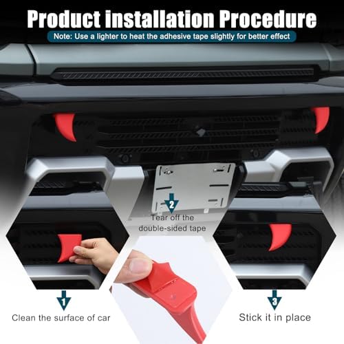 Front Bumper Car Fangs Teeth Decor Accessories Compatible with Hummer EV SUV/SUT Pickup Truck 2024 2025 2026+ DIY Your Car A Pair (Red)