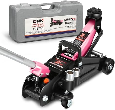 DNA Motoring Floor Jack with Socket and Lock, Low Profile Hydraulic Trolley Jack for Cars Lift, 2 Ton (4000 lbs) Capacity, Lifting Range 5.12"-13", Pink, TOOLS-00677-PK by DNAMOTORING-Tools