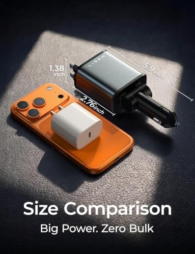 LISEN Retractable Car Charger USB C Fast Charge for iPhone 18 17 Pro Max