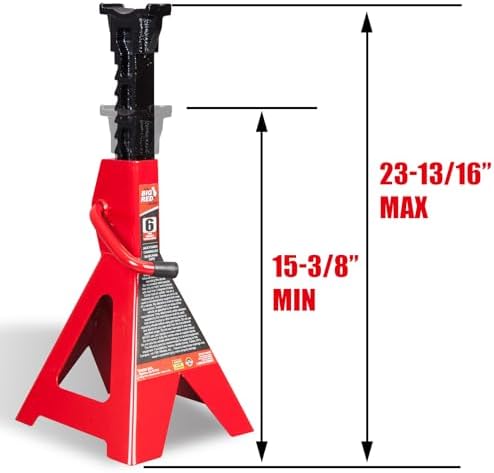 Big RED T46202-2 Torin Steel Jack Stands: 6 Ton (12,000 lb.) Capacity, Red, 1 Pair - Image 2