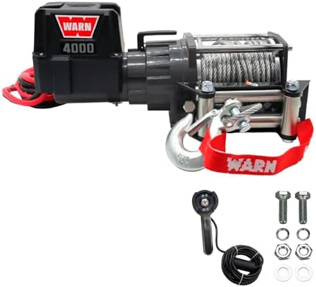 WARN 4000 DC 12V Utility Winch with Wire Rope - 4000 lb Pulling Capacity by WARN