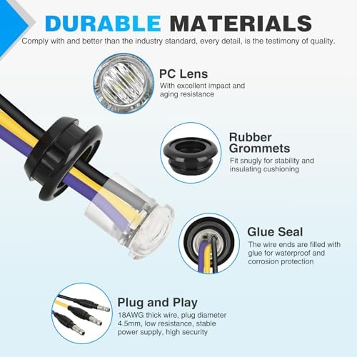 Nilight 3/4 Inch Dual Color Marker Light Amber Turn Purple Clearance Lights
