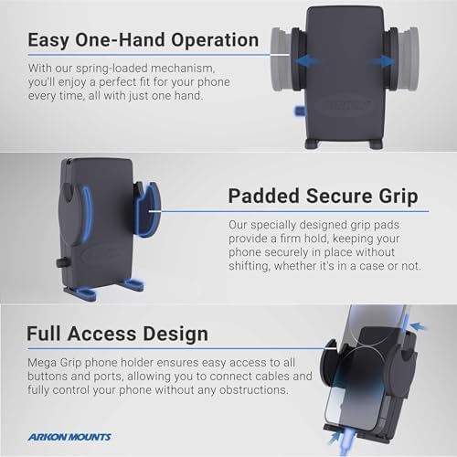 Arkon Mount Car or Truck Seat Rail/Floor Phone Mount | Universal Compatible | Flexible Gooseneck | Easy Installation | Truck Phone Mount | Phone Holder Fits iPhone, Galaxy, Note and more