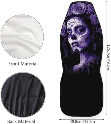 Bulopur Day of the Dead Girl Car Seat Covers Full Set Halloween Car Decor Vehicle Bucket Cushion Protectors Stretchy Cloth Removable Auto Seat Covers & Accessories